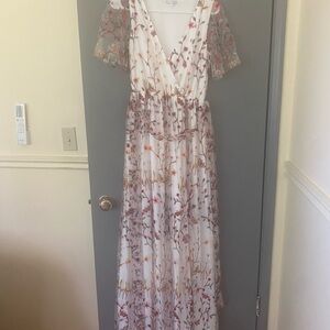 Baltic Born Cream Flutter Sleeve Maxi Dress